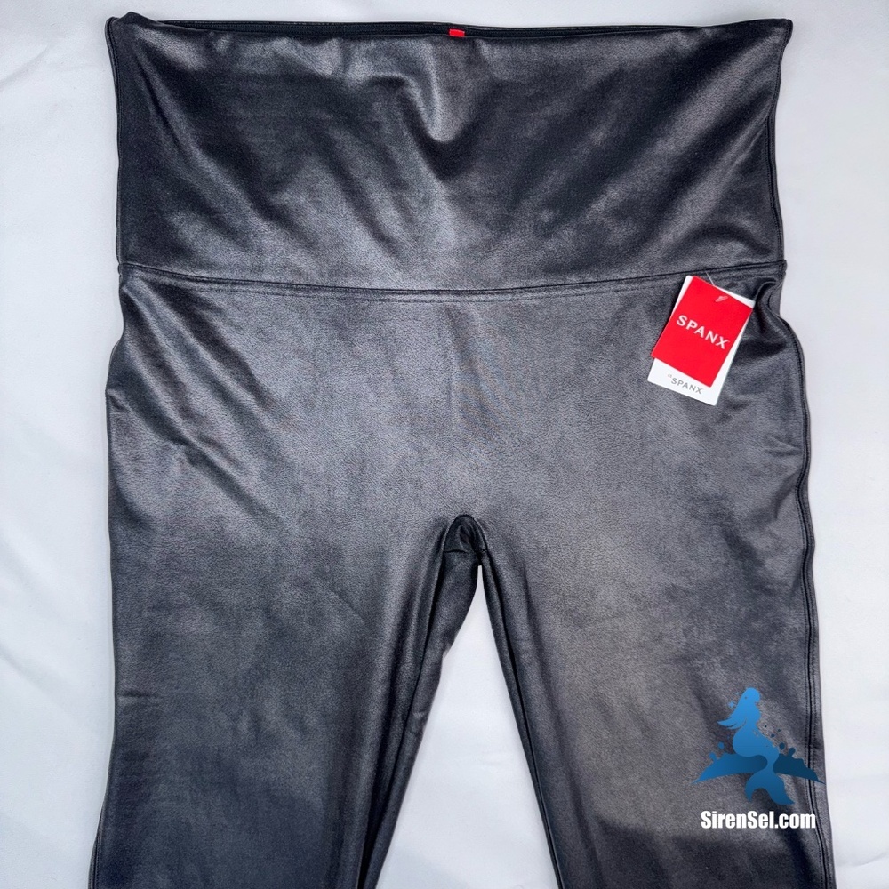 1089 NWT SPANX Faux Leather Leggings High Rise - Size 2X - Black